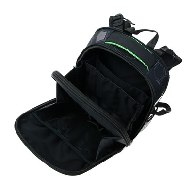 Рюкзак каркасный Probag "Футбол" 38 х 30 х 16 см, эргономичная спинка, чёрный, зеленый