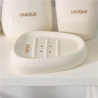 Набор аксессуаров для ванной комнаты SAVANNA Stone, 4 предмета (мыльница, дозатор для мыла, 2 стакана), цвет белый