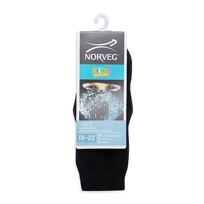 Носки детские из шерсти мериноса серии "-60°C", цвет черный