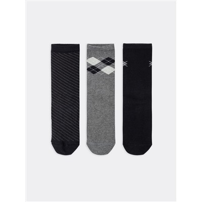 Мультипак высоких детских носков (3 пары) черного и темно-серого цветов
