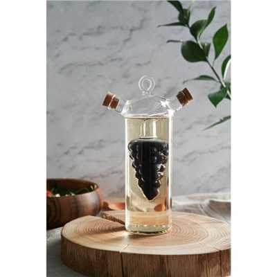 Бутыль стеклянная 2 в 1 для соусов и масла «Фьюжн. Виноград», 300/50 мл, 11×6,5×23 см