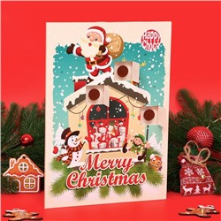Адвент календарь с мини плитками из молочного шоколада "Счастливого Рождества", 50 г