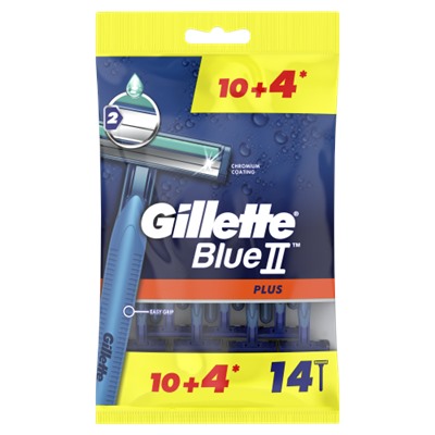 Одноразовые станки GILLETTE BLUE 2 PLUS (10+4шт)