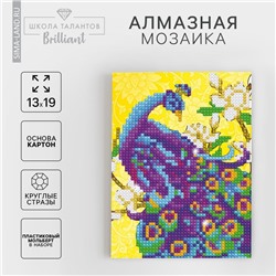 Алмазная мозаика с частичным заполнением на подставке «Павлин», 13 х 19 см, картон