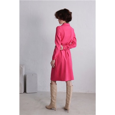 24015 Платье-рубашка из микровельвета розовое (42, 44, 48)