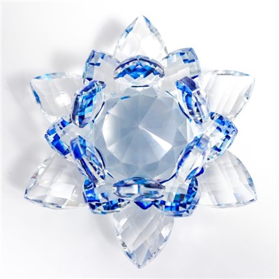 Сувенир стекло "Лотос кристалл трехъярусный голубая радуга" d=11 см