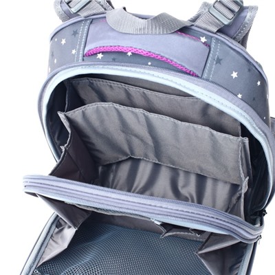Рюкзак каркасный Stavia "Совушки", 38 х 30 х 16 см, эргономичная спинка, мультиколор, серый