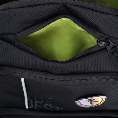 Рюкзак молодёжный Grizzly, 45 х 32 х 23 см, эргономичная спинка, чёрный, салатовый