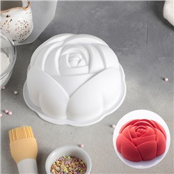 Форма для муссовых десертов и выпечки Доляна «Роза», 17×5,5 см, силикон, цвет белый