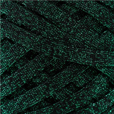 Шнур Риббон с люрексом 85м/170±5 гр (Черный, люрекс: Зеленый)