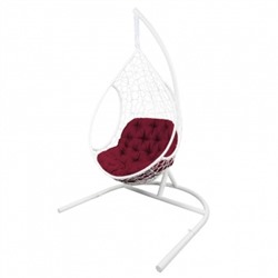 Кресло подвесное ЛИРА, цвет белый, подушка – бордовый