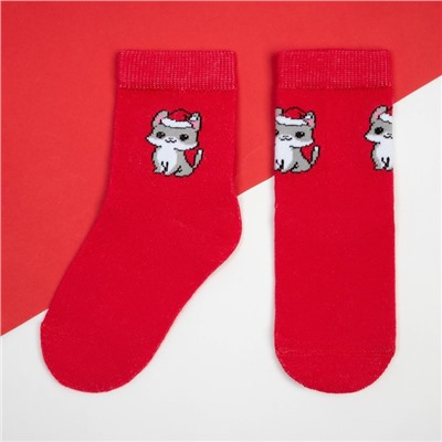 Набор новогодних детских носков KAFTAN «Новогодние котики» 3 пары, размер 14-16