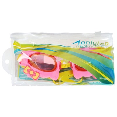 Очки для плавания детские ONLYTOP «Бантик», беруши, цвет розовый