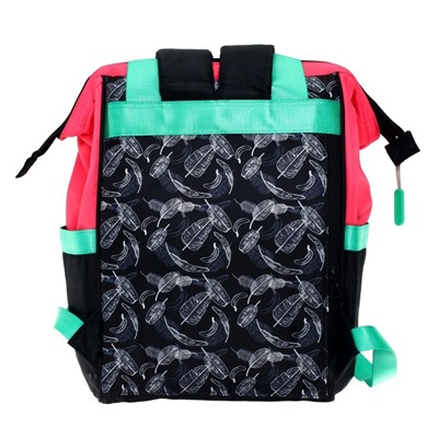 Сумка-рюкзак молодёжный Across MOM, 35 х 25 х 15 см, чёрный, розовый, зелёный