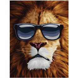 Картина по номерам на холсте ТРИ СОВЫ "Модный лев", 30*40, с акриловыми красками и кистями