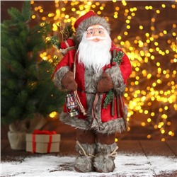 Дед Мороз "В красной шубке с веточками" 22х45 см