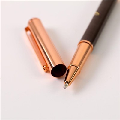 Ручка «Золотой учитель», фурнитура розовое золото, металл, синяя паста, 1.0 мм