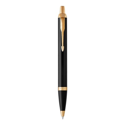 Ручка шариковая Parker IM Core Black GT M, корпус из латуни чёрный матовый/ золотой, синие чернила (1931666)