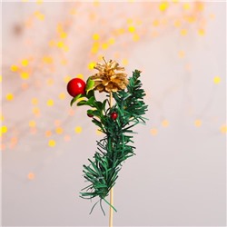 Новогодний декор «Золотая шишка на веточке»