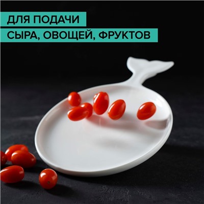 Блюдо фарфоровое сервировочное Magistro «Бланш.Рыбка», 28×20 см, цвет белый