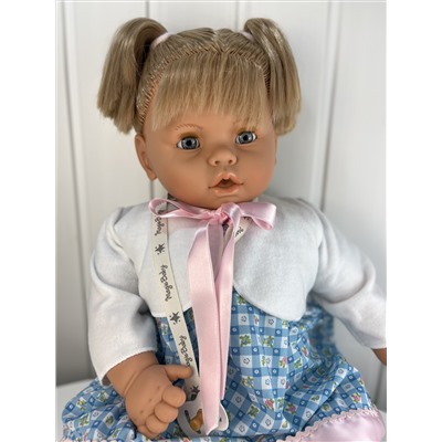 Кукла-пупс Бобо, блондинка с хвостиками, в голубом платье и белой кофточке, 65 см , арт. 5127