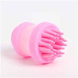 Щётка для мытья и массажа животных Пижон, с емкостью для шампуня, розовая