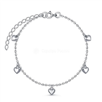 Серьги-продёвки из серебра родированные - Сердца (длина всего изделия 18 см) 28070р