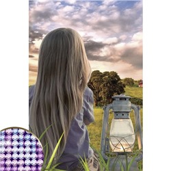 Алмазная мозаика с частичным заполнением «Девочка с фонарём» 20х30 см на холсте