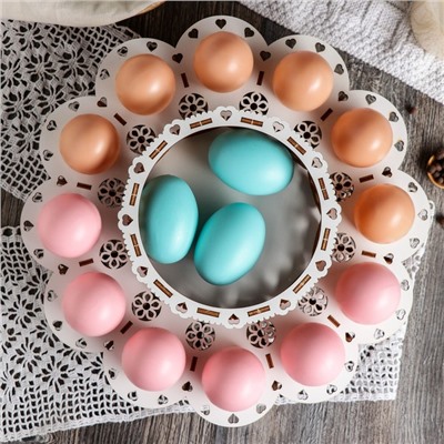 Подставка для кулича и яиц пасхальная, 12 ячеек, 29×29×10 см