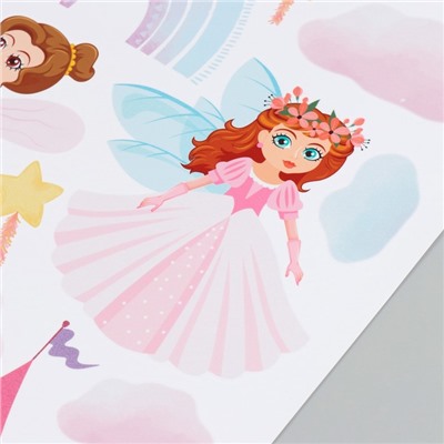 Наклейка интерьерная цветная "Принцессы у замка" 50х70 см