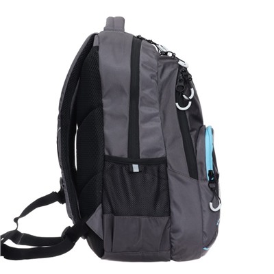 Рюкзак молодёжный Grizzly, 45 х 32 х 23 см, эргономичная спинка, серый, голубой
