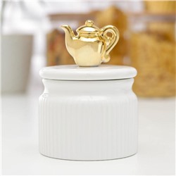 Банка керамическая для сыпучих продуктов «Золотой чайник», 10×14 см