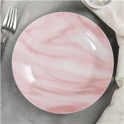 Тарелка керамическая десертная Доляна «Мрамор», d=19 см, цвет розовый