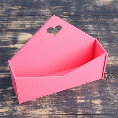 Кашпо деревянное 21×6×18 см Конверт "Доброе Сердце", розовый светлый Дарим Красиво