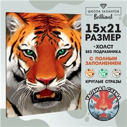 Алмазная вышивка с полным заполнением «Тигр», 15 х 21 см. Набор для творчества