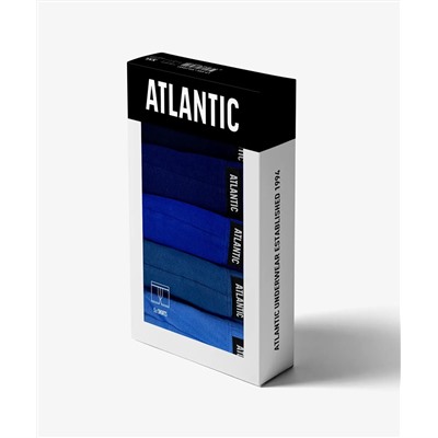 Мужские трусы шорты Atlantic, набор из 5 шт., хлопок, темно-синие + кобальт + голубые + светло-голубые, 5SMH-002/01