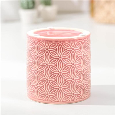 Банка керамическая для сыпучих продуктов «Кружева. Цветок», 450 мл, 10×10,5 см, цвет розовый