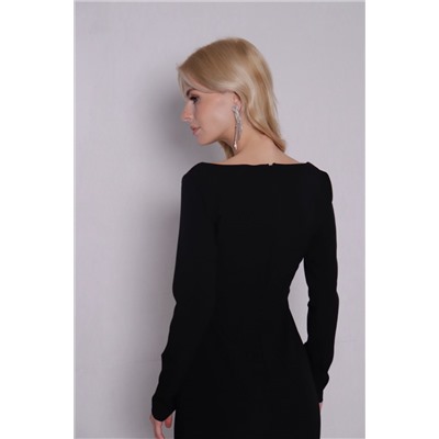 23959 Платье чёрное с декольте (44)