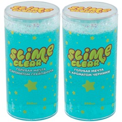 Слайм Slime "Clear-slime. Голубая мечта", голубой, с наполн. звездочки, аромат ассорти, 250г
