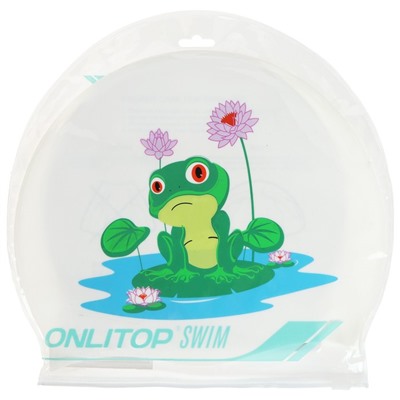 Шапочка для плавания детская ONLITOP «Лягушонок на кувшинке», силиконовая, обхват 46-52 см
