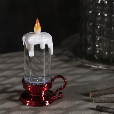 Светодиодная фигура «Красная свеча» 7 × 15 × 7 см, пластик, батарейки AG13х3, свечение тёплое белое