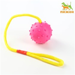 Игрушка мяч на веревке, 6 см, розовая