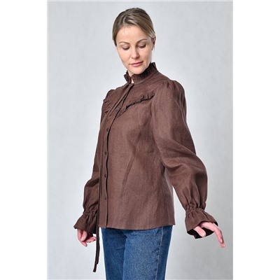 Блузка женская из льна #055, цвет шоколадный