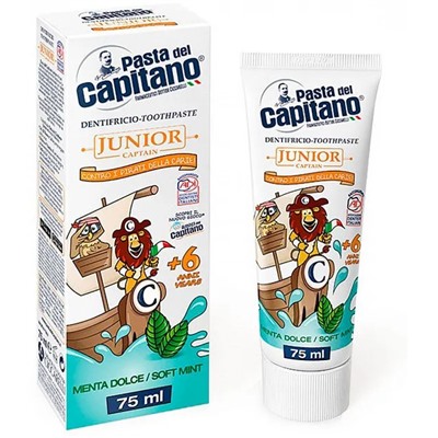 Детская зубная паста Pasta del Capitano  Junior Soft Mint +6 / Мятная 75 мл