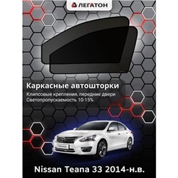 Каркасные автошторки Nissan Teana (33), 2014-н.в., передние (клипсы), Leg0420
