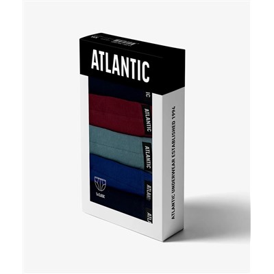 Мужские трусы слипы классика Atlantic, набор 5 шт., хлопок, темно-синие + винные + изумрудные + темно-голубые, 5SMP-003/02