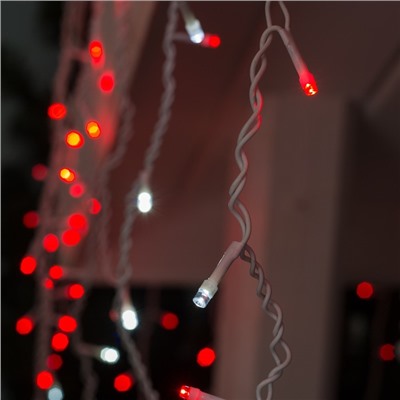 Гирлянда «Бахрома» 3 × 0.6 м, IP44, УМС, белая нить, 160 LED, свечение красное, мерцание белым, 220 В