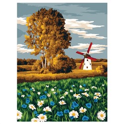 Картина по номерам на холсте ТРИ СОВЫ "Ромашковое поле", 30*40, с акриловыми красками и кистями