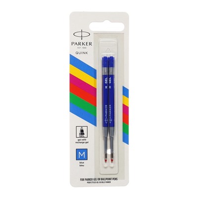 Стержни для гелевой ручки 2 штуки Parker Quink GEL Z10 М, 0.7 мм, синие чернила, в блистере 100 мм