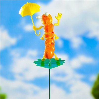 Декоративный штекер "Гусеница с зонтиком" микс